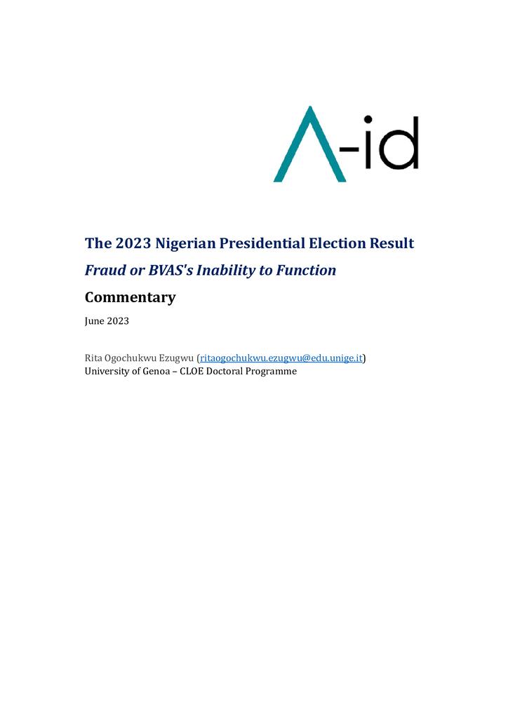 The 2023 Nigerian Presidential Election Result Aid